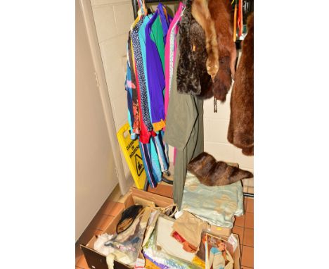 LADIES CLOTHING etc to include a Nicole Farhi coat, Jaeger blouse, Yarell blouses, handbags, fur stoles etc, together with tw