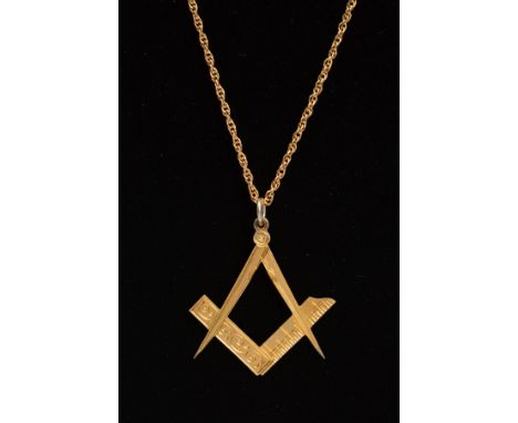 A SILVER GILT MASONIC COMPASS AND DIVIDERS PENDANT, hallmarked silver Birmingham 1907, maker's mark 'G &amp; S', together wit