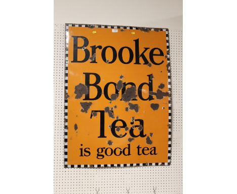 A VINTAGE  BROOKE BOND TEA ENAMEL ADVERTISING SIGN 101.5 CM BY 76 CM
