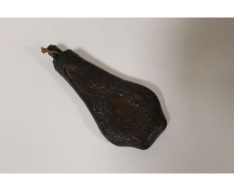 A VINTAGE COPPER POWDER FLASK 