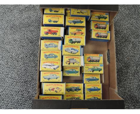 A collection of Thirty Six Matchbox 1965-1968 diecasts, Type E boxes, No 31 Lincoln Continental x2, No 32 Leyland Petrol Tank