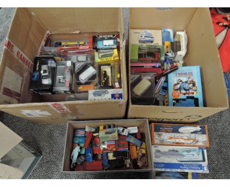 Two boxes of 1980's and later diecasts including Matchbox 37 Matra Rancho boxed, similar period playworn, later Corgi, Schyll