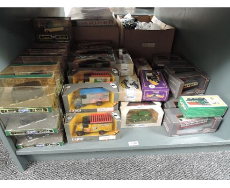 A shelf of modern Corgi diecasts including Classics, Original Omnibus etc approx 50+, all boxed