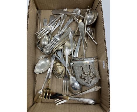 A collection of German .800 silver cutlery including a set of four tablespoons by Julius Lemor of Breslau, engraved with init