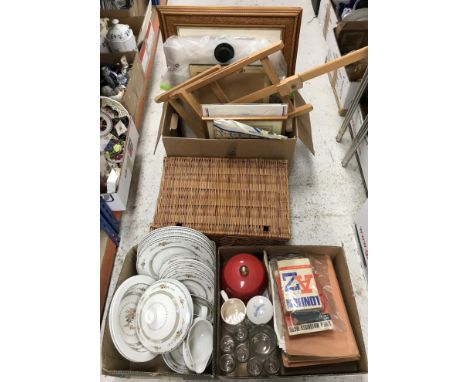 Two boxes of sundry china and glass to include Royal Doulton Hamilton part dinner service together with a vintage ice bucket,