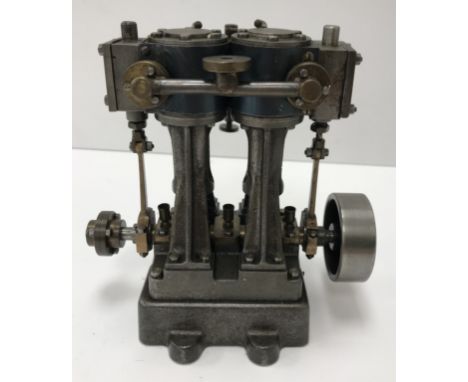 A Stuart Turner type D10 twin wheel stationary steam engine 15 cm high.&nbsp;