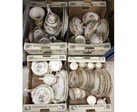 A large collection of china wares to include plates, saucers, teapots, etc.   CONDITION REPORTS  The box photographed in the 