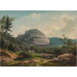 Deutsch, um 1820. Blick auf den Berg und das Dorf Oybin.