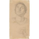 Erwin Speckter. Kopf- und Handstudie eines aufblickenden jungen Mannes.