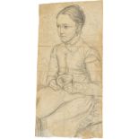 Erwin oder Otto Speckter. Eine Schwester des Künstlers mit Katze im Schoß.