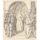 Otto Speckter. „Siegfried erblickt Kriemhild (Sigfrid und Sigurd)“. 1845. (+ 4 Beigaben).