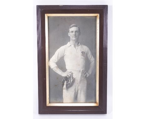 A photograph of England rugby player Circa 1900 and an etching of a rugby pitch of the same era