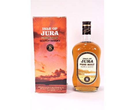A boxed bottle of Isle of Jura pure malt Scotch  whisky, eight years old, 75cl, 40% proof
