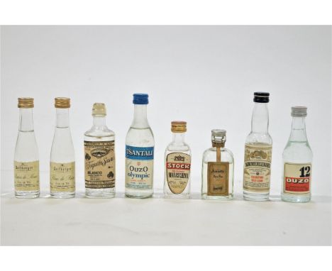 A quantity of approximately 80 assorted miniature liqueurs and spirits to include : Herbas Ibicencas,Campari, Ouzo, Grappa, M
