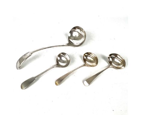 A pair of George III silver sauce ladles - Peter and William Bateman, London 1811, Old English pattern, with engraved initial