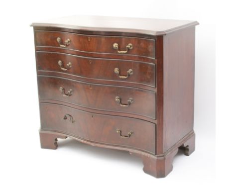 A George III style serpentine mahogany chest of drawers - first half 20th century, the moulded top over four long graduated d