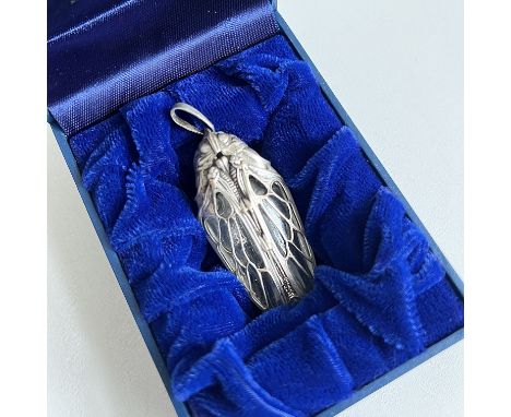 A rare French novelty silver plated scent bottle / perfume flask in the form of a cicada by Lucienne Gaillard Molinard - 1920