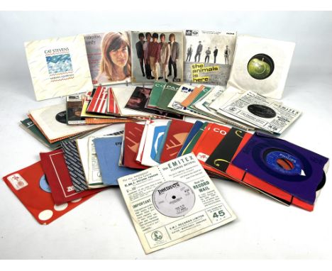Records: a small collection of 1960s and early 1970s vinyl 45rpm singles - including Jimi Hendrix Experience (x2); The Beatle