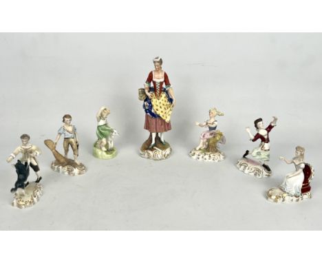 Five Royal Crown Derby figures modelled by Edward Drew - 1950s, comprising Shepherd; Harvest Time; Juliet; Joy; and Springtim