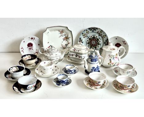 A group of 18th, 19th and 20th century pottery and china - including an 18th Century Lambeth Delftware plate, c.1790, painted