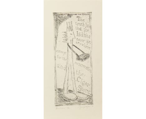 * GEORGE WYLLIE MBE (SCOTTISH 1921 - 2012), AMERICANA etching, signed, titled and numbered 2/50 in pencil 30cm x 12cm Unframe