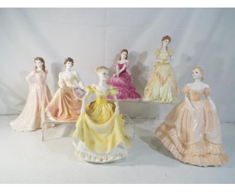 Coalport - six ceramic figurines by Coalport from the Collingwood Collection and the Ladies of Fashion series to include Mary