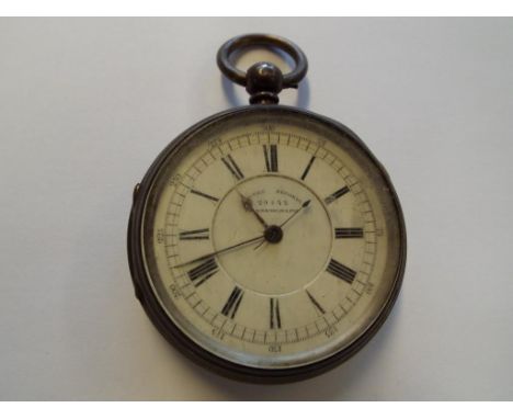 A silver cased key wind centre seconds chronograph, Chester assay 1887, Roman numerals on a white dial marked 29452 (serial n