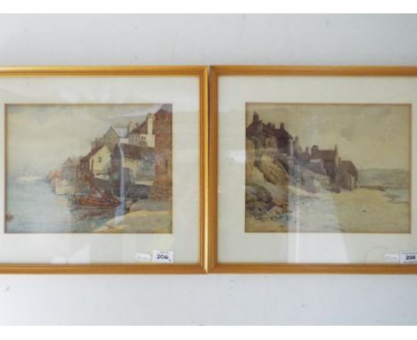 R. Seddon - two watercolours by R. Seddon depicting coastal scenes both mounted and framed under glass, one signed by the art