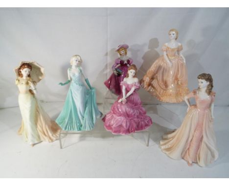 Coalport - five ceramic figurines of ladies by Coalport from the Collingwood Collection and the Ladies of Fashion Collection 