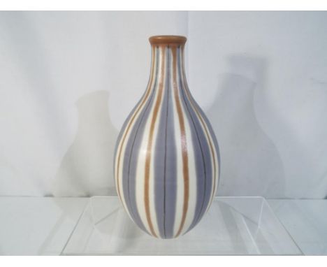 Poole Pottery - A freeform Poole Pottery YAP pattern carafe (Claude Smale design) with lavender, brown and black stripes, sha