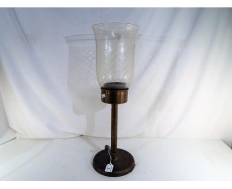 A brass and glass hurricane candle lamp, approx 56cm (h) Est £30 - £50