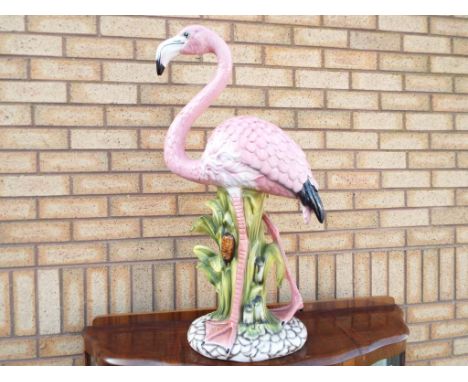 A large Italian ceramic model depicting a flamingo, approximately 84 cm (h)