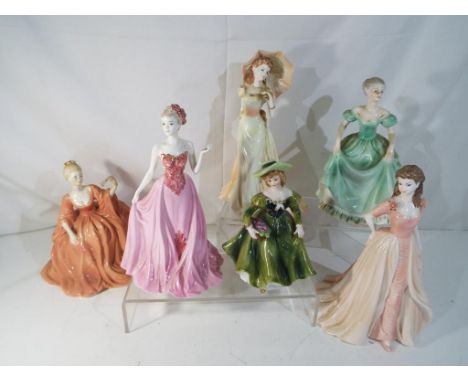Coalport - five ceramic figurines by Coalport from the Park Lane Collection and Ladies of Fashion Collection to include Jacqu