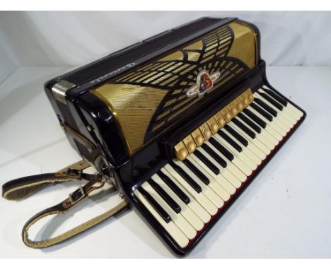 A good vintage 120 bass accordion Barcarole made in Germany in working condition in original case c 1950-1960, Est £90 - £120