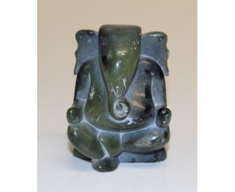 A 20th century spinach jade carving on Ganesh. 7.5cm high