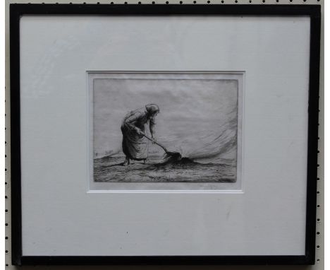 George Soper (1870-1942) Burning Twitch. A dry point etching, signed in pencil to margin. 15.5 x 20cm. Agnew label verso