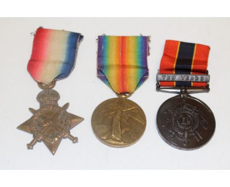 A First War Victory and 1914-15 Star to 2453 Cpl E Watson, Ox and Bucks Light Infantry, Private on Star together with a Long 