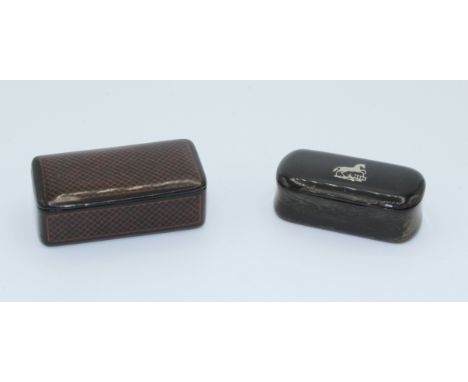 A 19th century rectangular papier mache snuff box, with red chequered printed design to all sides and cover, approx. 5.2cm wi