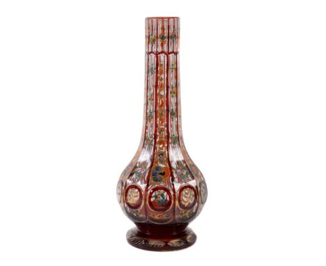  A selection of Bohemian or Beykoz glass for the Near Eastern market,   clear glass, enamelled and ruby-flashed, comprising: 