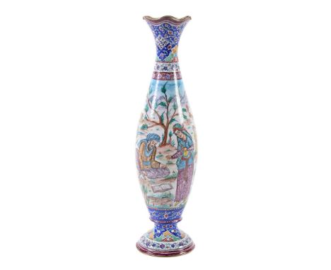  A Qajar enamel vase  , Persia, late 19th century, brightly coloured, 27cm high  