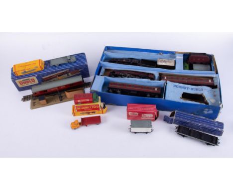 Hornby Dublo passenger train 'Duchess Of Athol' boxed together with an assortment of accessories including track, buildings, 