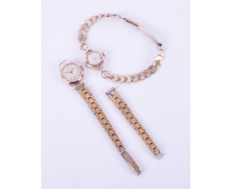 Two ladies vintage wristwatches to include a 9ct yellow gold cased Slava and a 9ct yellow gold cased Regency watch (bracelets