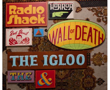 An original signwriters sign, hand painted in oil based enamel paint, the base colours mainly in oil based gloss on wood to i