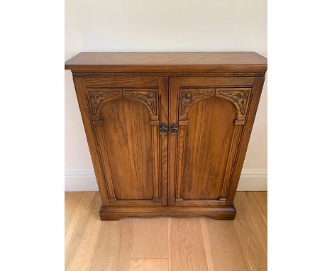 Andrena furniture - a carved light oak cd / dvd storage cabinet # 799, 91 cm x 79 cm x 24 cm