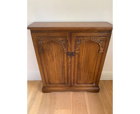 Andrena furniture - a carved light oak cd / dvd storage cabinet # 799, 91 cm x 79 cm x 24 cm