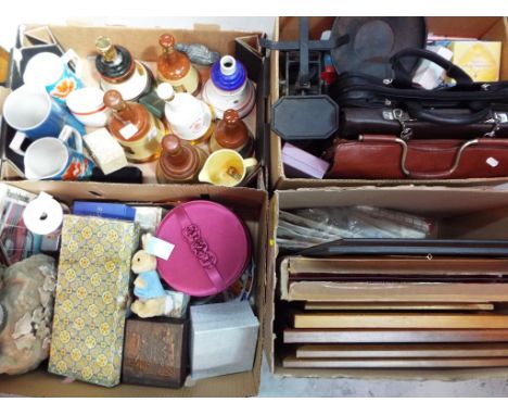 A mixed lot to include ceramics, vintage scales, bags, framed pictures, a Gund Peter Rabbit and similar (4)
