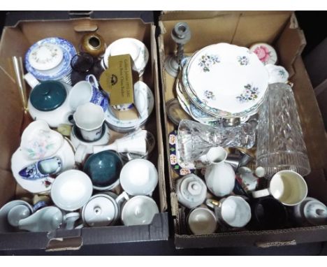 A mixed lot to include ceramics, comprising Mason's ironstone, Denby, Aynsley, Royal Albert, Spode and similar, glassware inc