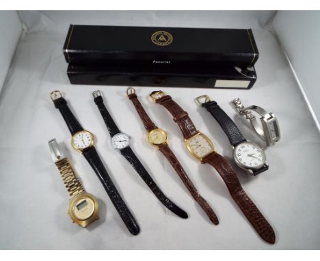 A collection of seven wrist watches to include Accurist, Sekonda, Rotary and similar.