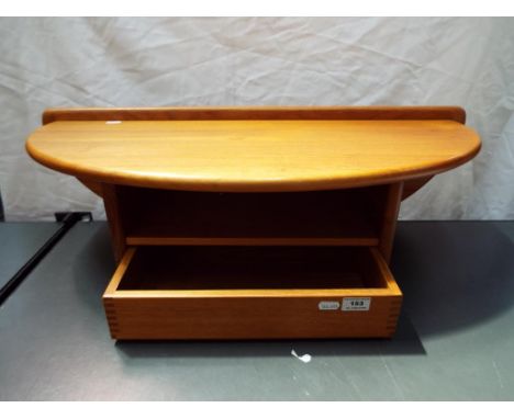 Vildbjerg Mobelfabrik - a VM wall mountable teak shelf unit, approximately 29 cm x 80 cm x 31 cm. Estimate £60 - £100