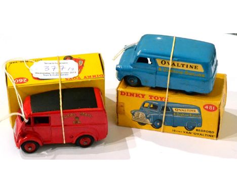 Dinky 260 Morris Royal Mail Van (E-G box E-G) 481 Bedford Ovaltine can (E-G box F-G, some taping) (2) 